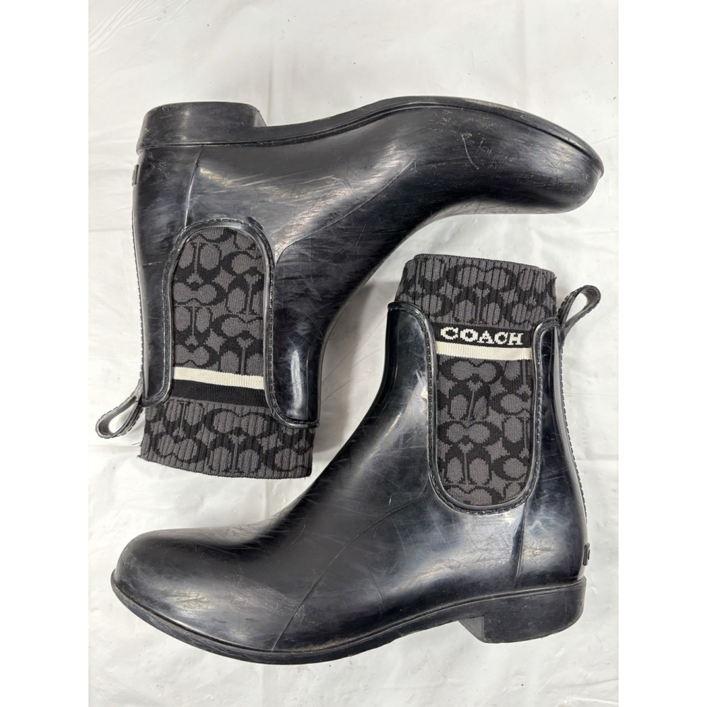 Coach Womens Rivington Knit Ankle Rain Boots - Picture 8 of 12